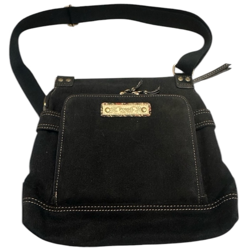 Fossil Long Live Vintage 1953 Black Denim Crossbody